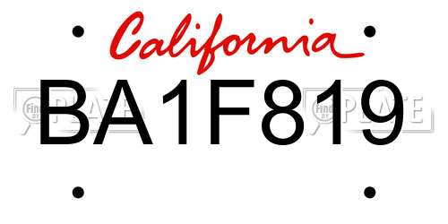 BA1F819 California License Plate