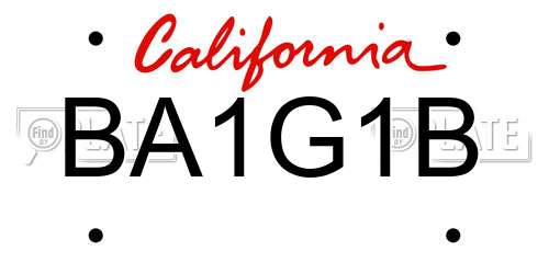 BA1G1B California License Plate