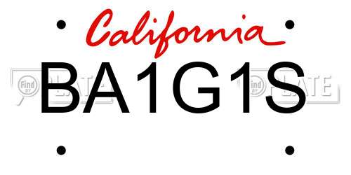 BA1G1S California License Plate