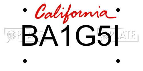 BA1G5I California License Plate