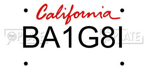 BA1G8I California License Plate