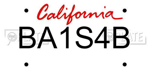 BA1S4B California License Plate