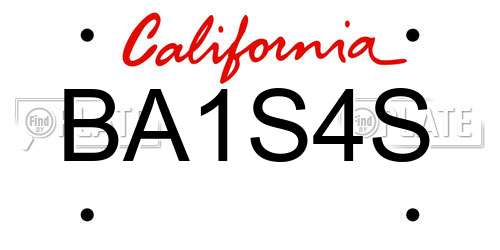 BA1S4S California License Plate