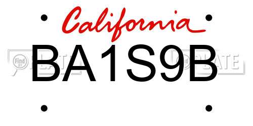BA1S9B California License Plate