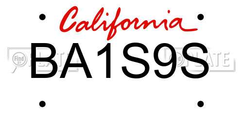BA1S9S California License Plate