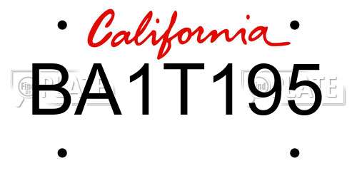 BA1T195 California License Plate