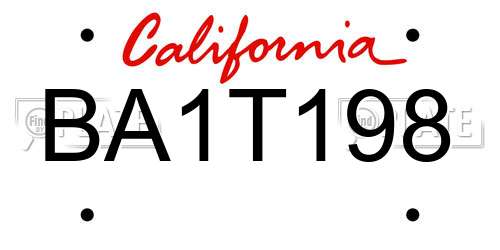BA1T198 California License Plate