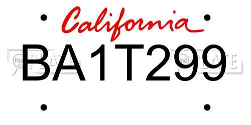 BA1T299 California License Plate