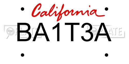 BA1T3A California License Plate