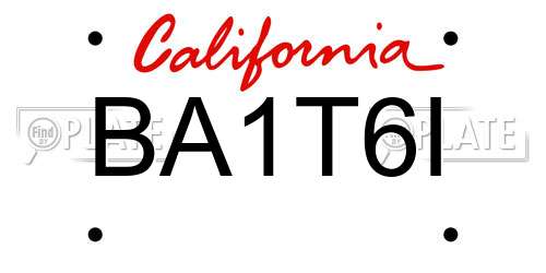 BA1T6I California License Plate