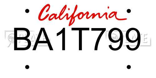 BA1T799 California License Plate