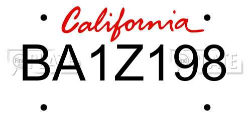 BA1Z198 California License Plate