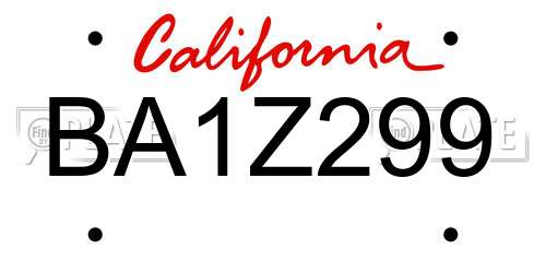 BA1Z299 California License Plate