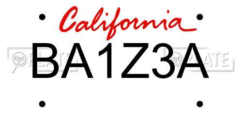 BA1Z3A California License Plate