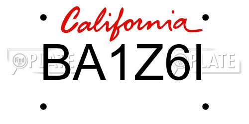 BA1Z6I California License Plate