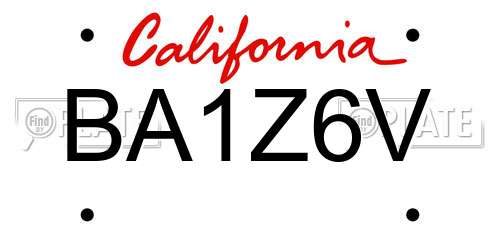 BA1Z6V California License Plate
