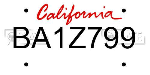 BA1Z799 California License Plate