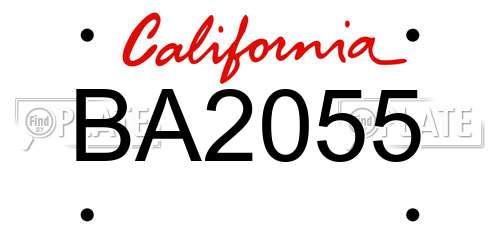 BA2055 California License Plate
