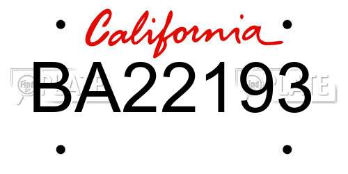 BA22193 California License Plate