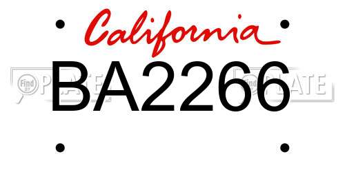 BA2266 California License Plate
