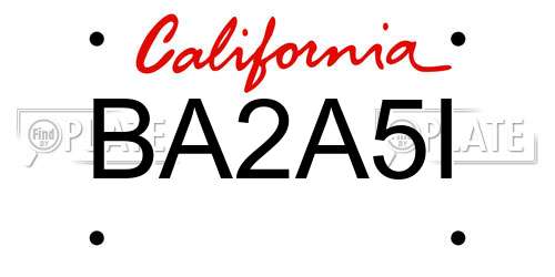 BA2A5I California License Plate
