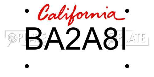 BA2A8I California License Plate