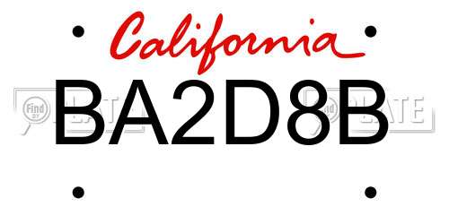 BA2D8B California License Plate