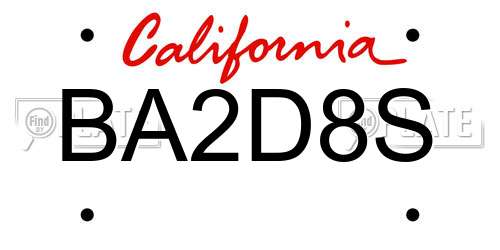 BA2D8S California License Plate