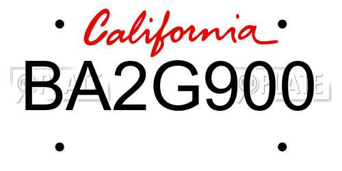 BA2G900 California License Plate