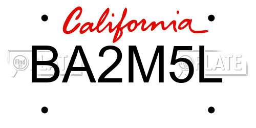 BA2M5L California License Plate