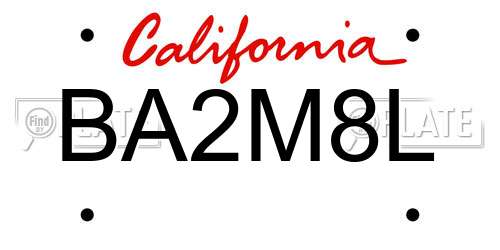 BA2M8L California License Plate