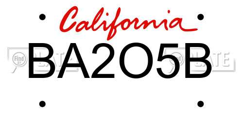 BA2O5B California License Plate