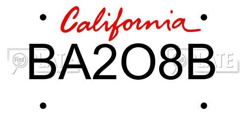 BA2O8B California License Plate