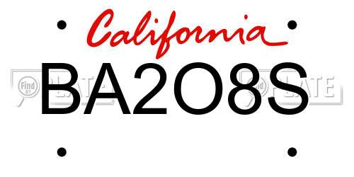 BA2O8S California License Plate