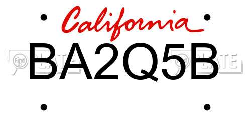 BA2Q5B California License Plate