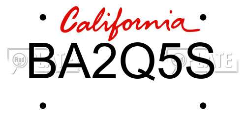 BA2Q5S California License Plate