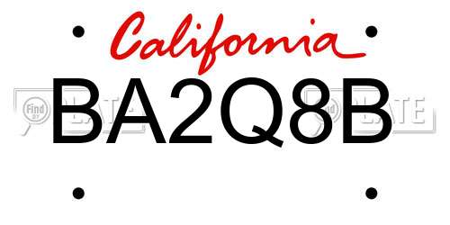 BA2Q8B California License Plate