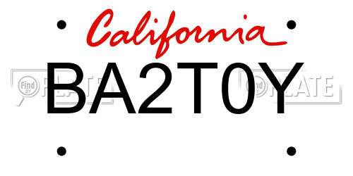 BA2T0Y California License Plate