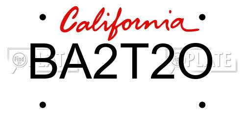 BA2T2O California License Plate