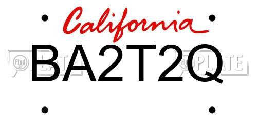 BA2T2Q California License Plate