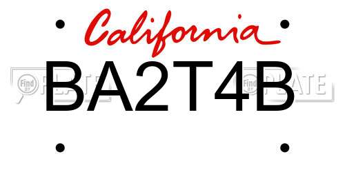 BA2T4B California License Plate