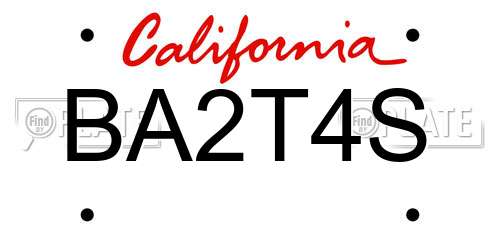 BA2T4S California License Plate