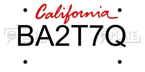 BA2T7Q California License Plate