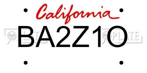 BA2Z1O California License Plate