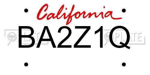 BA2Z1Q California License Plate