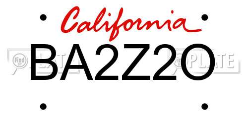 BA2Z2O California License Plate
