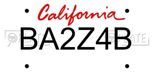 BA2Z4B California License Plate