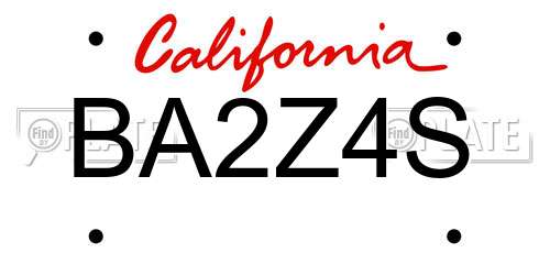 BA2Z4S California License Plate