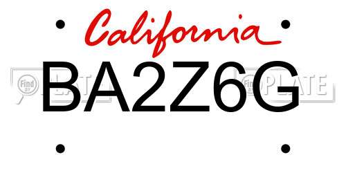 BA2Z6G California License Plate