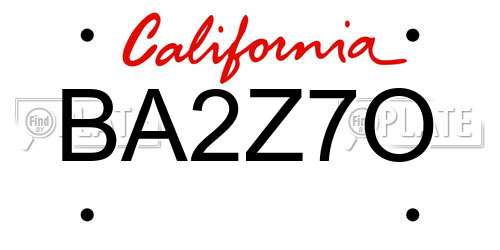 BA2Z7O California License Plate